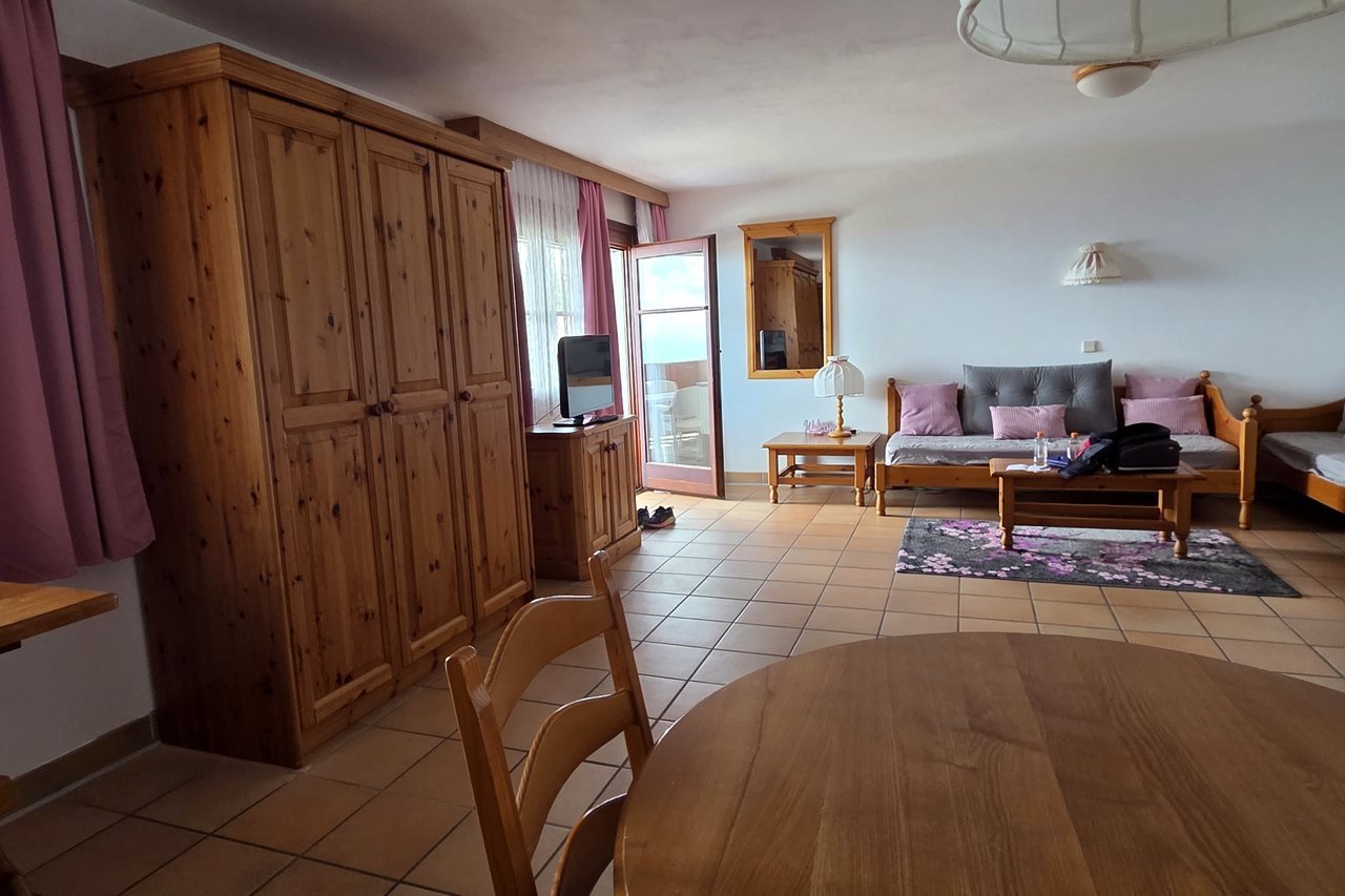 View from the dining table into the living room – Alpenliebe apartment