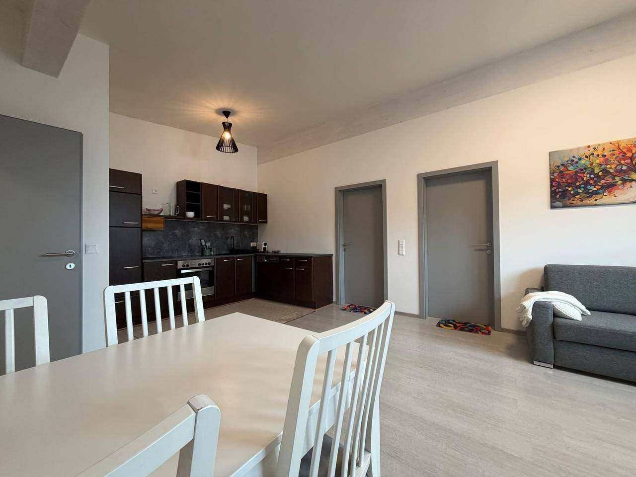 Living area with sofa bed and kitchen – Emy-Lou apartment Luisa-Marie, Maria Saal